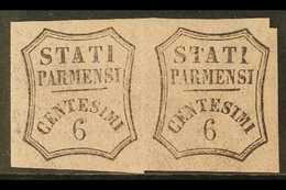 PARMA NEWSPAPER STAMPS 1857 6c Black On Pale Rose, Unissued, Sass1A, Very Fine Mint Pair. For More Images, Please Visit  - Ohne Zuordnung