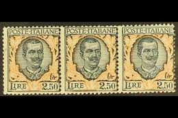 1926 2.50L Dark Green & Orange, Horizontal STRIP OF THREE, Sassone 203, Mi 243, Never Hinged Mint. For More Images, Plea - Ohne Zuordnung