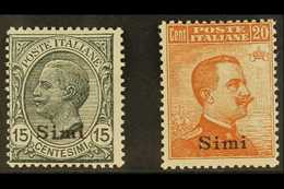 AEGEAN IS - SIMI 1921 - 2 15c Grey And 20c Orange With Wmk, Sass 10/11, Fine Mint. (2 Stamps) For More Images, Please Vi - Altri & Non Classificati
