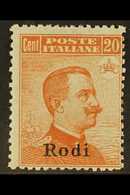 AEGEAN IS - RODI 1917 20c Orange, No Wmk, Sass 10, Fine Mint. For More Images, Please Visit Http://www.sandafayre.com/it - Sonstige & Ohne Zuordnung