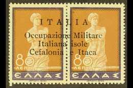 CEFALONIA & ITHACA 1941 80 + 80L Violet And Brown Horizontal Pair, Sass 16, Very Fine Never Hinged Mint. Signed. For Mor - Other & Unclassified