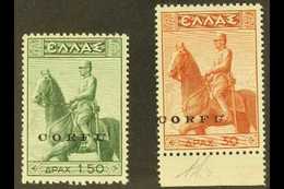 CORFU 1941 1.50d And 30d Horseman Pair, Overprinted, Sass S35 Very Fine Never Hinged Mint. Signed Diena. For More Images - Autres & Non Classés