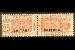 ERITREA PARCEL POST 1916 25c Red Small "ERITREA" Overprint (Sassone 3, SG P55), Fine Mint Horizontal Pair, Very Fresh, E - Sonstige & Ohne Zuordnung