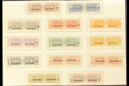 ERITREA PARCEL POST 1917-24 Large "ERITREA" Overprints Complete Set (Sassone 9/21, SG P61/73), Fine Mint Horizontal Pair - Sonstige & Ohne Zuordnung