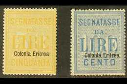 ERITREA POSTAGE DUES 1903 50L Yellow & 100L Blue (Sassone 12/23, SG D41/42), Fine Mint, Fresh, Both Expertized A. Diena. - Andere & Zonder Classificatie