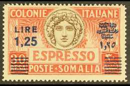 SOMALIA EXPRESS 1940 1.25L On 30b Sepia & Red Surcharge Perf 14 (Sassone 8, SG E106a), Never Hinged Mint, Very Fresh & A - Autres & Non Classés