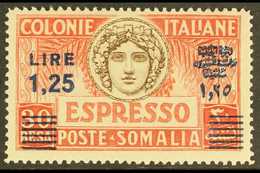 SOMALIA EXPRESS 1940 1.25L On 30b Sepia & Red Surcharge Perf 14 (Sassone 8, SG E106a), Never Hinged Mint, Very Fresh & A - Andere & Zonder Classificatie