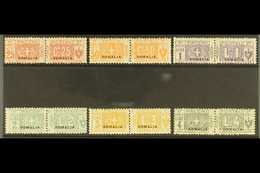 SOMALIA PARCEL POST 1923 "SOMALIA" Overprints Complete Set (Sassone 15/20, SG P32/37), Fine Mint Horizontal Pairs, 50c,  - Autres & Non Classés