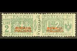 SOMALIA PARCEL POST 1926-31 2L Green Unissued Overprint In Red, Sassone 49 (see Note After SG P92), Never Hinged Mint Ho - Autres & Non Classés