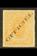 OFFICIALS 1875 40c Red-orange With Type I (25½ Mm) Overprint, Michel 8 Ia, Very Fine Mint Example Of This Rare Stamp. Ve - Other & Unclassified