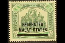 FEDERATED MALAY STATES 1900 $1 Green And Pale Green, Elephants, SG 11, Very Fine Mint. For More Images, Please Visit Htt - Otros & Sin Clasificación