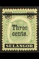 SELANGOR 1900. 3c On 50c "Dented Frame" Variety, SG 67b, Fine Mint For More Images, Please Visit Http://www.sandafayre.c - Andere & Zonder Classificatie