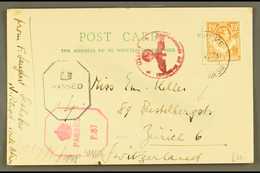 1943 (Jan) Postcard To Switzerland, Bearing 1½d Orange, Tied By Sesheke Cds, With Two British Type Censor Marks, Plus Ge - Noord-Rhodesië (...-1963)