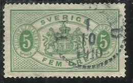 SWEDEN SVERIGE SVEZIA SUEDE 1881 1895 OFFICIAL STAMPS ORE 5o USATO USED OBLITERE' - Fiscaux