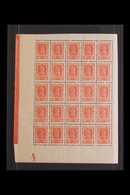 1923 100r Orange Red "Soldier", Complete Pane Of 25 Showing Variety "Corrected Cliche", SG 310, 310b, Very Fine Never Hi - Autres & Non Classés