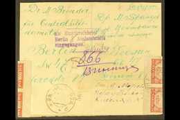 INFLATION PERIOD COVER 1922 (6th April) Registered Cover To Berlin Bearing (mostly On Reverse) 1000r (SG 219) Block Of T - Autres & Non Classés