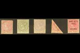 1870-90 Fine Mint Selection. Includes 1870 1d Dull Rose (SG 1), 1882-90 6d And 1s (SG 19/20), And 1885 ½d On Half 1d (SG - St.Cristopher-Nevis & Anguilla (...-1980)