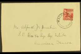 1930 (Jun) Env To American Samoa Bearing Samoa 1921 1d Hut Stamp Tied "MALUA" Cds With Apia Transit Cds Of 10 Jun On Rev - Samoa (Staat)