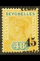 1893 45c On 48c Ochre And Green, SG 20, Grossly Misplaced Surcharge, Fine Mint. For More Images, Please Visit Http://www - Seychelles (...-1976)