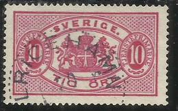 SWEDEN SVERIGE SVEZIA SUEDE 1881 1895 OFFICIAL STAMPS ORE 10o USATO USED OBLITERE' - Fiscale Zegels