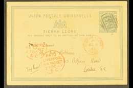 1883 (Oct) 1½d Postal Card To London, Cancelled B31, Red Sierra Leone Paid Cds Alongside, Liverpool Br. Packet Cds's At  - Sierra Leone (...-1960)