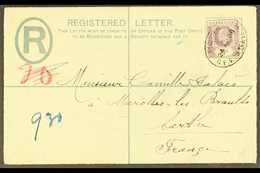 1908 (April) KE7 2d Registered Envelope  To France, Bearing Additional 3d (SG 91) Tied Oval "REGISTERED G.P.O. SIERRA LE - Sierra Leone (...-1960)