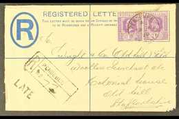 1928 (Sept) 3d Registered Envelope (opened Out For Display) With 1d Pair, Pendembu To England, And Showing Scarce "LATE" - Sierra Leone (...-1960)