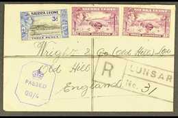 1945 (May) Envelope Registered From Lunsar To England, Bearing 1½d X2 And 3d Tied Cds's, Lunsar Boxed Registration Mark, - Sierra Leone (...-1960)