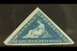 CAPE OF GOOD HOPE 1855 4d Deep Blue, SG 6a, Superb Mint, No Gum. Beautiful Rich Colour. For More Images, Please Visit Ht - Unclassified