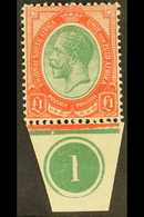 1913-24 £1 Green & Red,SG 17, Mint Very Lightly Hinged With Margin At Base With Plate Number. For More Images, Please Vi - Zonder Classificatie