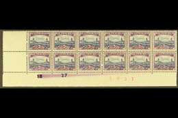 1950-1 2d Blue & Violet, Cylinder & Sheet Number Block Of 12 With INK DRAG In Margin, SG 134, Perfs Split Vertically Aft - Zonder Classificatie