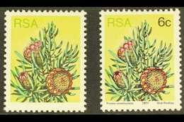 1977-82 6c Protea Definitive, BLACK OMITTED (value & Inscription), SG 419a, Never Hinged Mint, With Normal For Compariso - Ohne Zuordnung