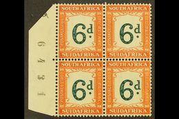 POSTAGE DUES 1932-42 6d Green & Brown-ochre, SHEET NUMBER Block Of 4, SG D29a, Never Hinged Mint. For More Images, Pleas - Non Classificati