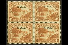 1927-30 4d Brown, Perf.14x13½, Broken Stop After "A" Variety, SG 62b, Very Fine/never Hinged Mint Block Of 4. For More I - South West Africa (1923-1990)