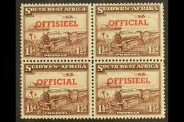 OFFICIAL 1951-2 1½d TRANSPOSED OVERPRINTS In A Block Of Four, SG O25a, Top Pair Lightly Hinged, Lower Pair Never Hinged  - Südwestafrika (1923-1990)