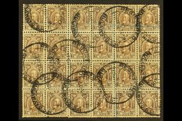 1931-7 1½d Chocolate, Perf.11½, Block Of 24, SG 16d, Genuinely Used With 1933 "REGISTRATION / BULAWAYO S.R." Cancels And - Rodesia Del Sur (...-1964)