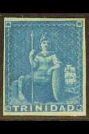 1851 (1d) Deep Blue On Blued Paper Britannia, SG 4, Mint Lightly Hinged With 4 Margins & Lovely Fresh Appearance. For Mo - Trinidad Y Tobago
