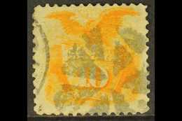 1869 10c Yellow Shield And Eagle Pictorial, Scott 116, Attractive With Neat Segmented Cork Cancel, Good Colour And Perfs - Otros & Sin Clasificación