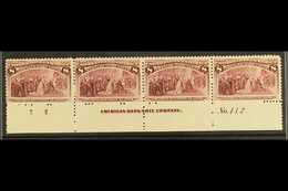 1893 8c Magenta Columbian Expo, SG 241 (Scott 236), Plate Number Strip Of Four With Full Imprint And Letter, Lovely Fres - Altri & Non Classificati