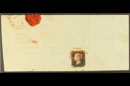 1840 (May) 1d Black, Plate 2, Check Letters A - H, Two Clear Margins, Just Clipped At Corner, Tied To A Piece By A Light - Unclassified