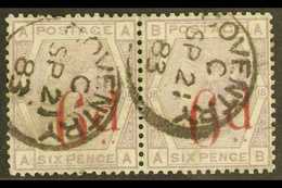 1880-3 6d On 6d Lilac Horizontal Pair (letters AA & AB), SG 162, Very Fine Used With COVENTRY C.d.s. Postmarks. For More - Otros & Sin Clasificación