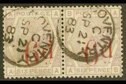 1880-3 6d On 6d Lilac Horizontal Pair (letters AA & AB), SG 162, Very Fine Used With COVENTRY C.d.s. Postmarks. For More - Other & Unclassified