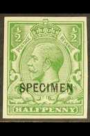 1912-24 ½d Green IMPERF With "SPECIMEN" Type 26 Overprint, SG Spec N14u, Fine Never Hinged Mint. For More Images, Please - Non Classés