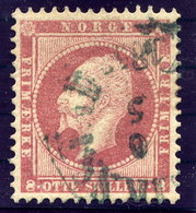 NORWAY 1856 King Oskar 8 Sk. Used.  Michel 5 - Used Stamps