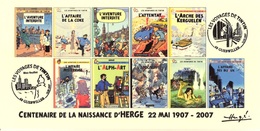 FRANCE 2007 N°109 Albums Fictifs + 2 Cachets Premier Jour FDC TINTIN KUIFJE TIM HERGE GUEBWILLER - Hergé