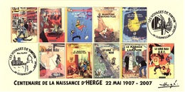 FRANCE 2007 N°111 Albums Fictifs + 2 Cachets Premier Jour FDC TINTIN KUIFJE TIM HERGE GUEBWILLER - Hergé