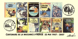 FRANCE 2007 N°112 Albums Fictifs + 2 Cachets Premier Jour FDC TINTIN KUIFJE TIM HERGE GUEBWILLER - Hergé