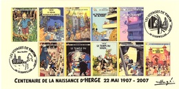 FRANCE 2007 N°113 Albums Fictifs + 2 Cachets Premier Jour FDC TINTIN KUIFJE TIM HERGE GUEBWILLER - Hergé