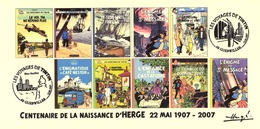 FRANCE 2007 N°114 Albums Fictifs + 2 Cachets Premier Jour FDC TINTIN KUIFJE TIM HERGE GUEBWILLER - Hergé