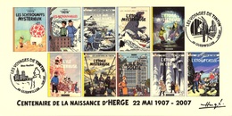 FRANCE 2007 N°116 Albums Fictifs + 2 Cachets Premier Jour FDC TINTIN KUIFJE TIM HERGE GUEBWILLER - Hergé